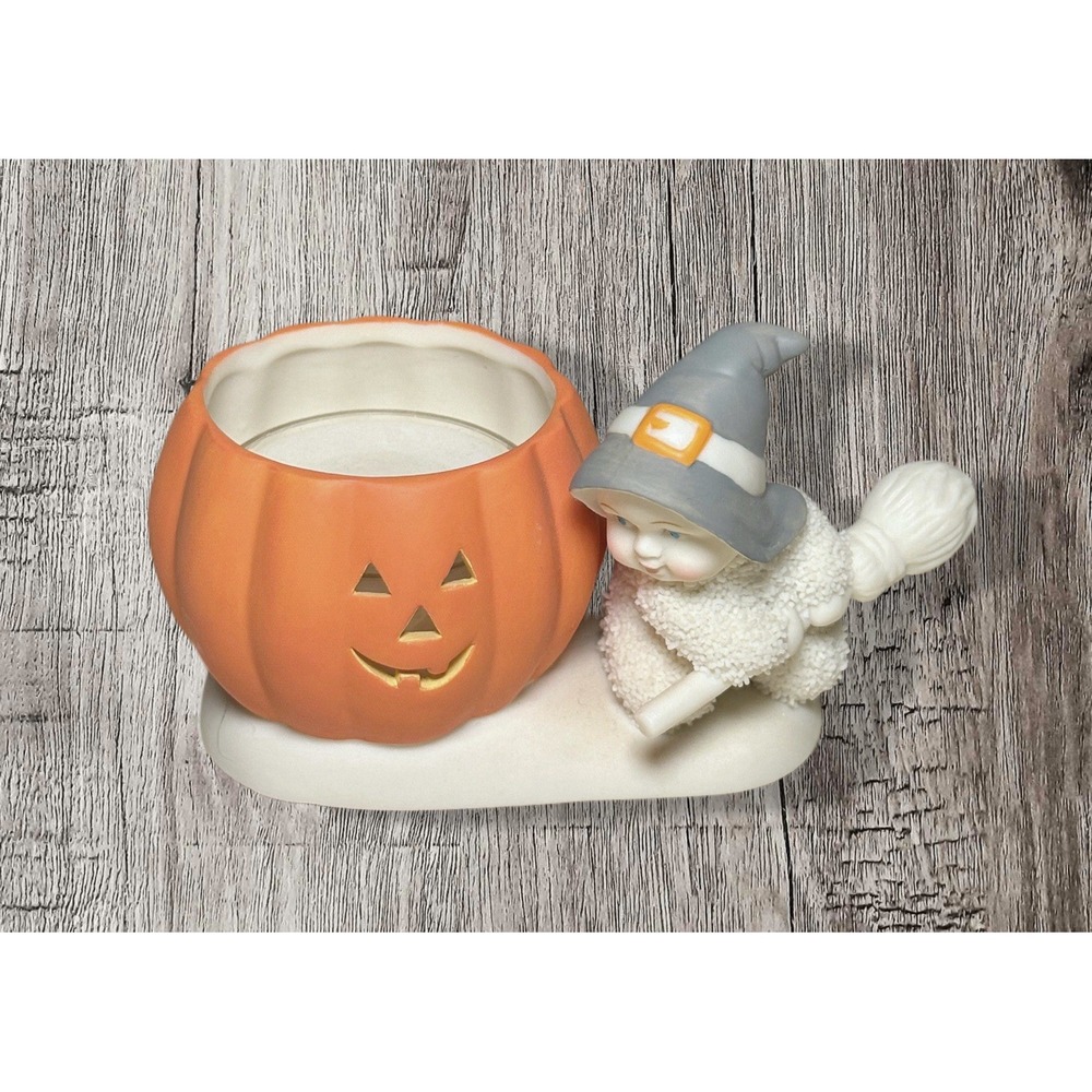 Dept 56 Snowbabies Tealight Pumpkin Halloween Jack-o-lantern Witch Figurine